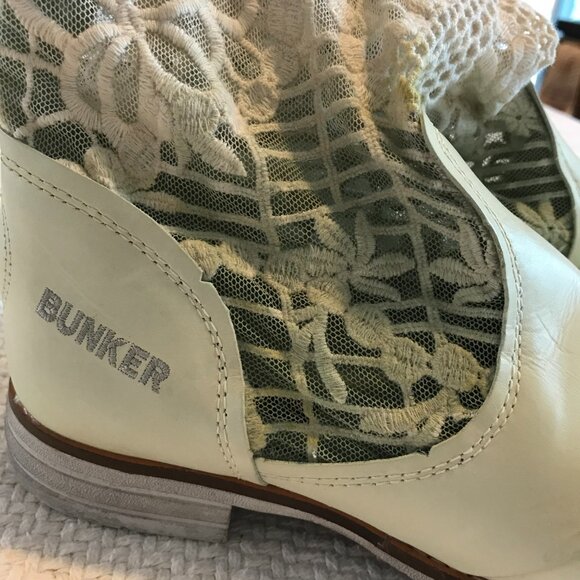 NWT Free People Bunker boots women's 9 green creme leather crochet boho hippie - Picture 2 of 8